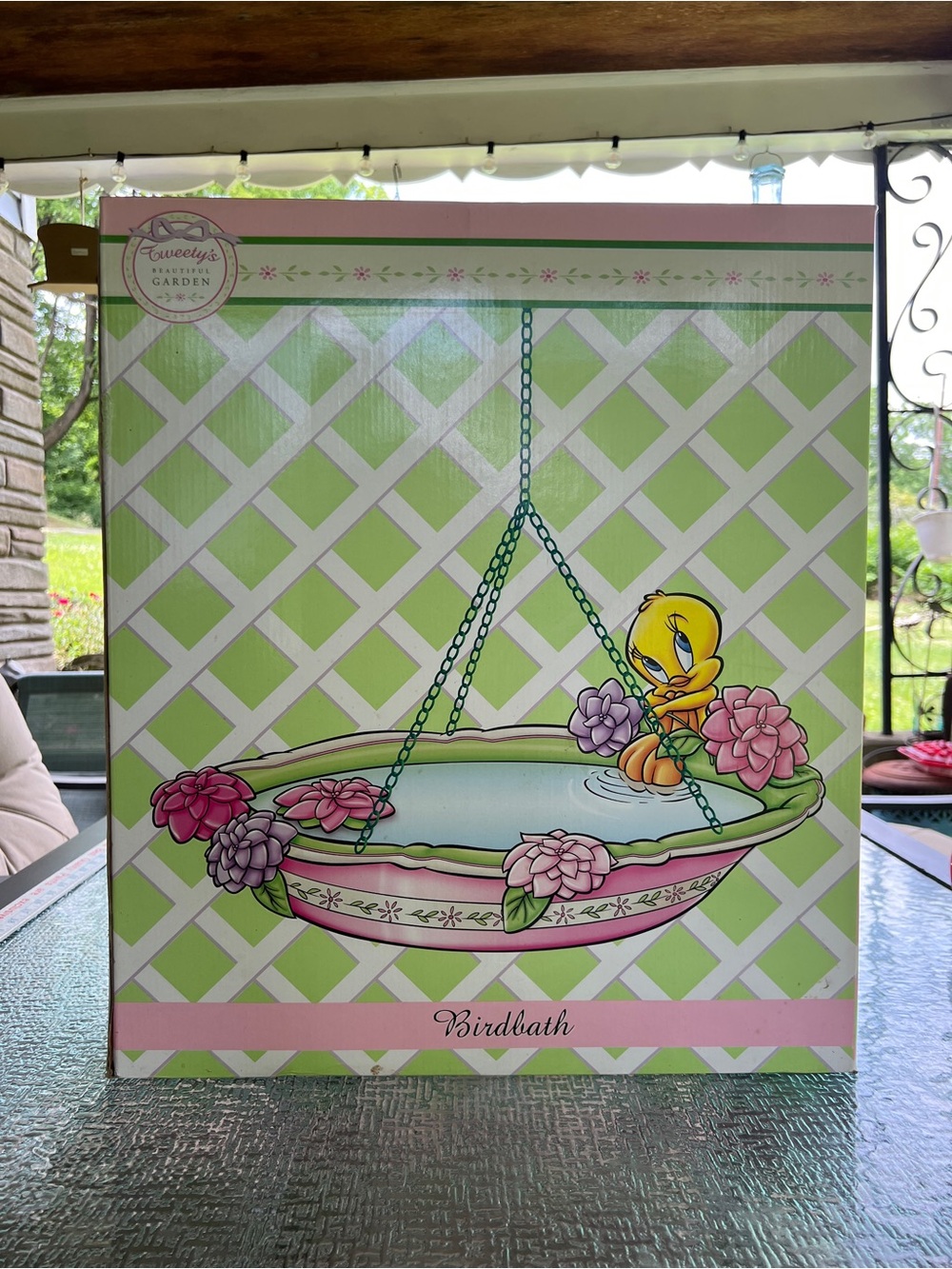 Warner Brothers Tweety’s Beautiful Garden Hanging Bird Bath 2000 RARE New
